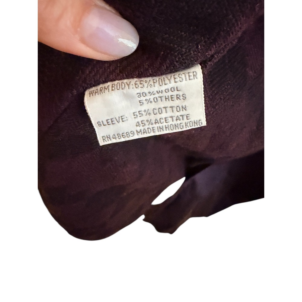 American Bazaar Vintage Purple Trench Coat Removable Wool Liner Belted Womens L - Picture 5 of 8